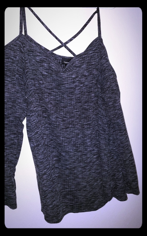 Strappy cold shoulder light sweater